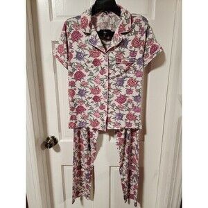 Thalia Sodi Women’s Tropical Pajama Set Medium Short Sleeve Top & Pants Cozy